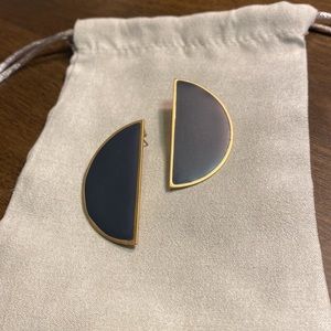 Madewell Black and Gold Semi-Circle Half-Moon Earrings